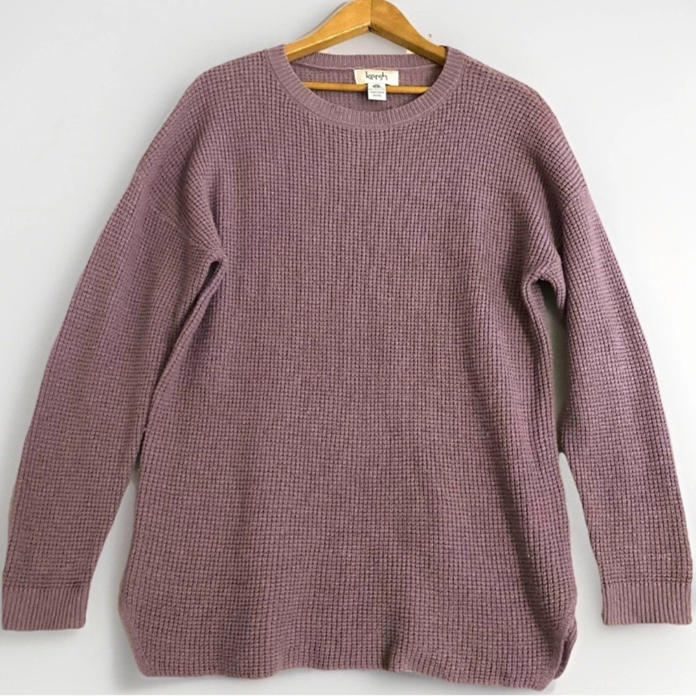 Kersh Women's Merino Wool Blend Sweater Purple M Colorblock Minimalist Oversized